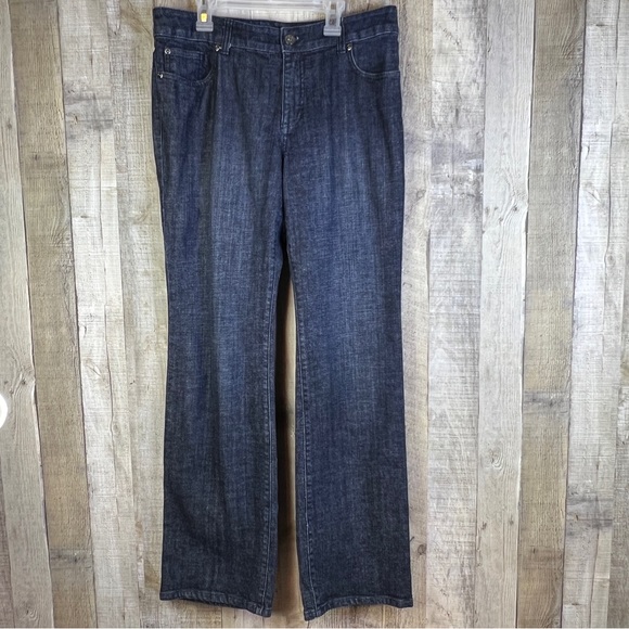 Chico’s Platinum Size 1 Regular Ultimate Fit Boot Wide Leg Dark Blue Den… - Picture 1 of 13